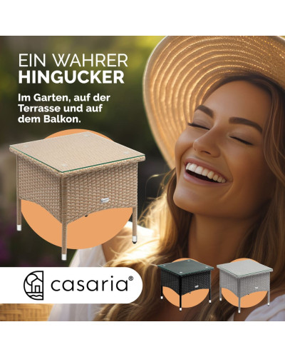 Beistelltisch Eckig Aluminium Grau-Beige 50 Zentimeter