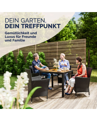 Gartenmöbel Set 5-tlg. Polyrattan Korfu Akazie