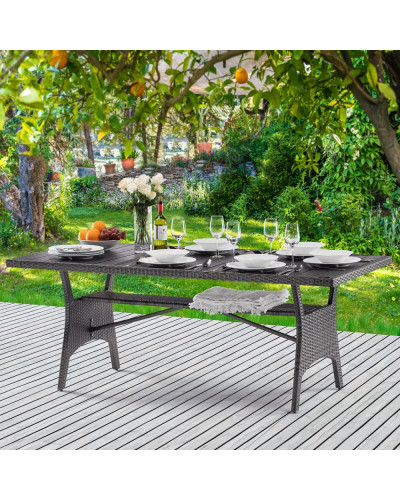 Brown Polyrattan Garden Table 190 by 90 Centimetres