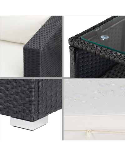 Polyrattan Ecklounge Schwarz 15cm Polster