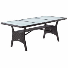 Polyrattan Gartentisch Takeo | Braun | 190x90cm | Glasplatte 5mm