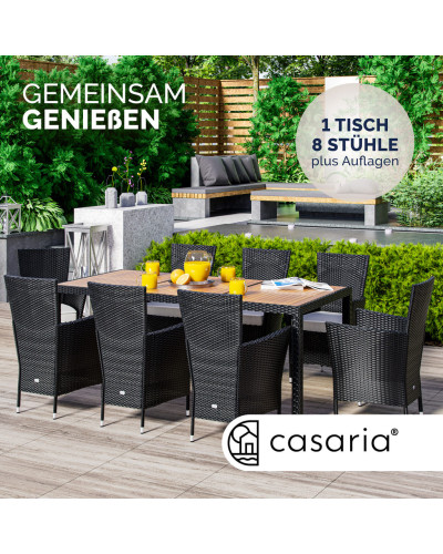 Gartenmöbel Set 9-tlg. Polyrattan Verona Akazie