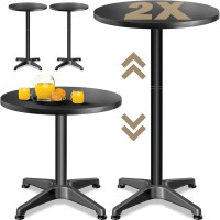 Bar Table Set of 2 | Alu Black Ø60cm | 2in1 | Height Adjustable