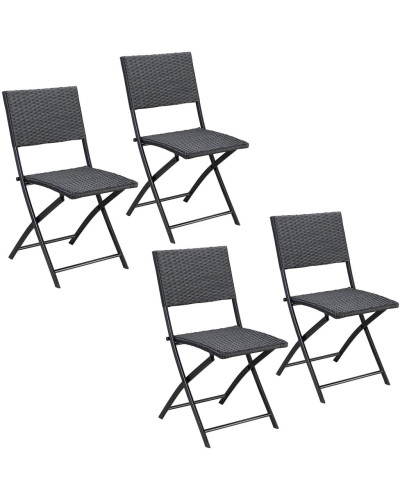 Folding Garden Chairs Rome Set of 4 Rattan