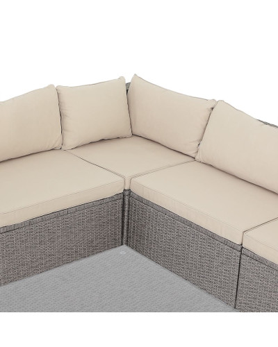 Polyrattan Ecklounge XXL Creme 15cm Polster