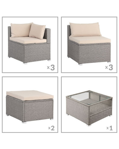 Polyrattan Ecklounge XXL Creme 15cm Polster