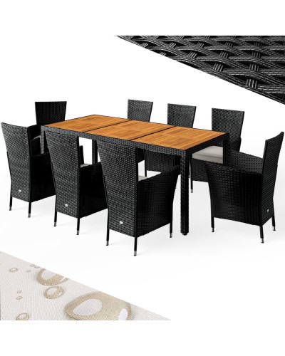 Gartenmöbel Set 9-tlg. Polyrattan Verona Akazie
