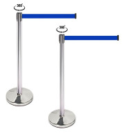 People guidance system with belt, demarcation stand pull strap blue