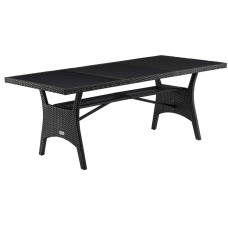 Polyrattan Gartentisch Takeo | Schwarz | 190x90x75cm | WPC-Platte