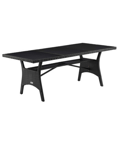 Gartentisch Polyrattan Kunststoff Schwarz 190 Zentimeter