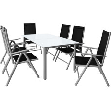 Garten-Sitzgruppe | Bern | 7-tlg. Alu & Milchglas | Silber