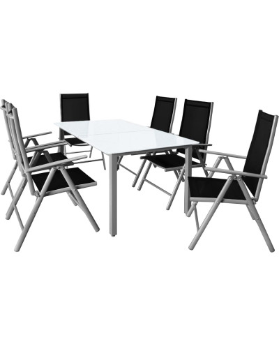 Gartenmöbel Set Alu 7-tlg. Silber Sitzgruppe Bern