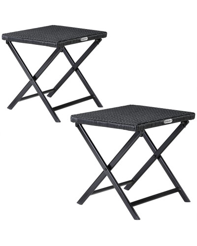 Klapphocker Rom 2er-Set Polyrattan Schwarz