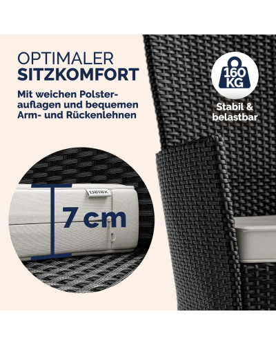 Gartenmöbel Set 7-tlg. Polyrattan Korfu Akazie
