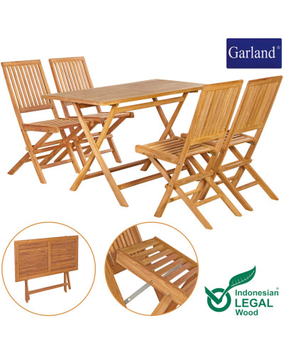 Gartenmöbel Set 5-tlg. Teakholz Massivholz Essgruppe