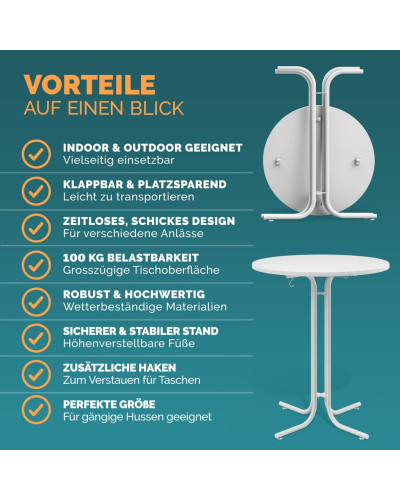 Stehtisch klappbar Weiß 70 Zentimeter wetterfest