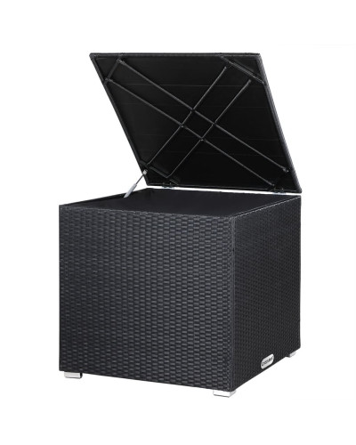 Polyrattan Ecklounge Schwarz mit Kissenbox