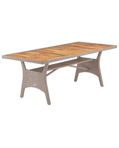 Gartentisch Polyrattan Akazie Creme 190 Zentimeter