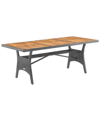 Gartentisch Polyrattan Akazie Grau 190 Zentimeter