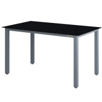 Gartentisch Bern Silber Aluminium 150x90cm Glasplatte