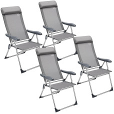 Gartenstuhl 4er Set | Alu Silber | Klappbar Textilene Grau