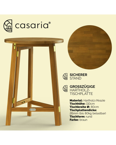 Gastro Stehtisch Akazie klappbar 80 Zentimeter