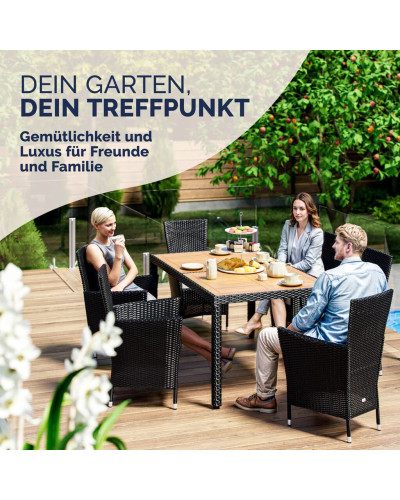 Gartenmöbel Set 7-tlg. Polyrattan Korfu Akazie