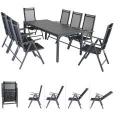 Garten-Sitzgruppe | Bern | 9-tlg. (8 Personen) | Alu & WPC | Anthrazit