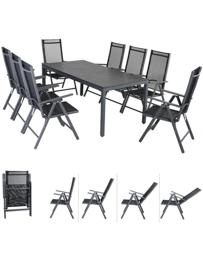 Garden Furniture Set 9-Pc. 8-Seater Alu WPC Bern