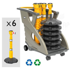 Skipper Mobiles Personenleitsystem 54m 6er-Set mit Unicart-Trolley | Gelb | Rot-Weiß