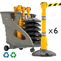 Skipper Mobiles Personenleitsystem 54m 6er-Set mit Unicart-Trolley | Gelb | Schwarz-Gelb