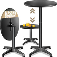 Bistrotisch 2in1 | Alu Schwarz Ø60cm | Höhenverstellbar & Klappbar