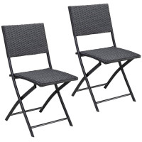 Klappstuhl Rom 2er Set | Polyrattan Schwarz | Platzsparend