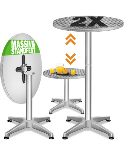 Stehtisch zwei Stück Set Aluminium Silber 60 Zentimeter