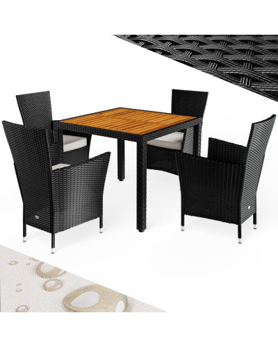 Gartenmöbel Set 5-tlg. Polyrattan Korfu Akazie