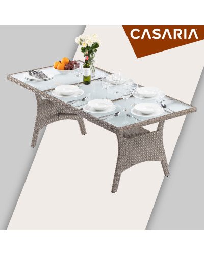 Cream Polyrattan Garden Table 190 by 90 Centimetres