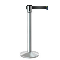 Belt Barrier 10m | Stainless Steel Post | Retractable Stanchion | Black Tape