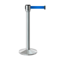 Gurtpfosten 10m | Edelstahl | Absperrpfosten Personenleitsystem | Gurtband Blau