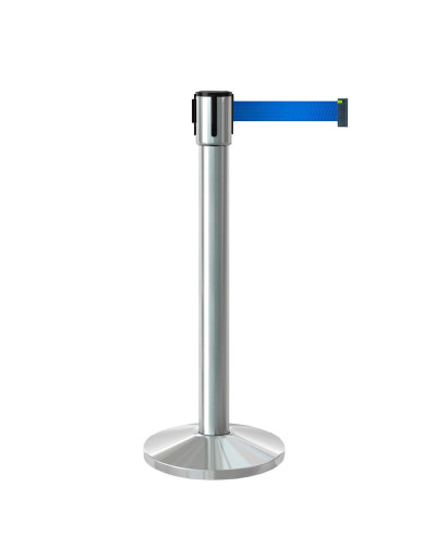 Gurtpfosten 10m Edelstahl Personenleitsystem, Gurtband Blau