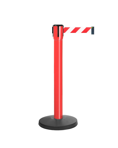 10m Retractable Belt Barrier | Red Post | Red-White Tape