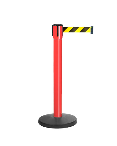 10m Retractable Belt Barrier | Red Post | Yellow-Black Tape