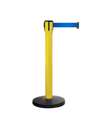 10m Retractable Belt Barrier | Yellow Post | Blue Tape