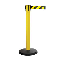 Belt Barrier 10m | Yellow Post | Retractable Stanchion | Yellow-Black Tape