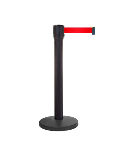 10m Retractable Belt Barrier | Black Post | Red Tape