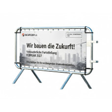 Crowd Control Barrier Type D with Advertising Banner | Hot-dip Galvanized | L:1980mm, H:1090mm