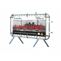 Crowd Control Barrier Type D with Advertising Banner | Hot-dip Galvanized | L:1980mm, H:1090mm