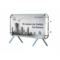 Crowd Control Barrier Type D with Advertising Banner | Hot-dip Galvanized | L:1980mm, H:1090mm