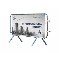 Crowd Control Barrier Type D with Advertising Banner | Hot-dip Galvanized | L:1980mm, H:1090mm