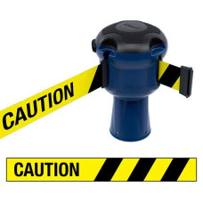 Gurtbandkassette Skipper 9m | Blau, gelb-schwarzes Warnband „CAUTION“