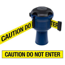 Gurtbandkassette Skipper 9m | Blau, gelb-schwarzes Warnband „CAUTION DO NOT ENTER“